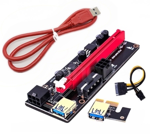 009S <span class=keywords><strong>Plus</strong></span> การ์ดไรเซอร์ PCI-E,009S อะแดปเตอร์ PCI Express 4pin 6Pin ไปยังสาย USB 3.0ตัวขยาย1X 16X - Product Image 1