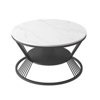Table basse ronde moderne en marbre de luxe léger avec rangement, table d'appoint à double niveau pour petit appartement, salon