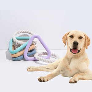 Eco-friendly cane da masticare giocattoli triangolo corda di cotone con anello di gomma divertente giocattolo di addestramento interattivo per Pet molare la pulizia dei denti - Product Image 2