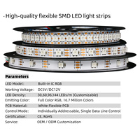 Tira de Luces LED RGBW DC12V/SK6812 de 5 Metros, 30 LED/m, PCB de Cobre, 5050 SMD RGB Multicolor, Control 4 en 1