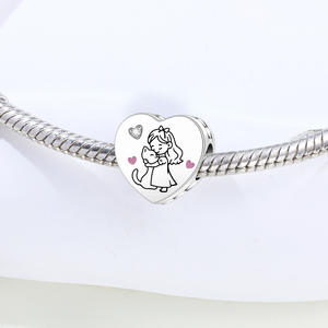 Bracelet perlé en cuivre blanc « I Love My Cat » en stock, design original, accessoire DIY unique et polyvalent pour femme - Product Image 2