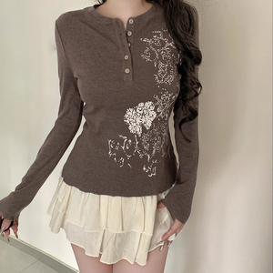 เสื้อท่อนบนแขนยาวพิมพ์ลายดอกไม้สไตล์วินเทจแบบสตรีทสไตล์  ติดกระดุมด้านหน้า  รัดเอว  ดีไซน์โดดเด่น  เสื้อถักอเนกประสงค์ - Product Image 6