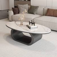 Table basse ovale en pierre, style moderne, simple, luxe léger, minimaliste, meubles de maison pour petit appartement, salon, personnalisable