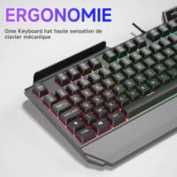 Clavier de jeu filaire USB RGB noir français SC703 - Nouveau design élégant, logo personnalisé, taille standard, plug & play, garantie 1 an