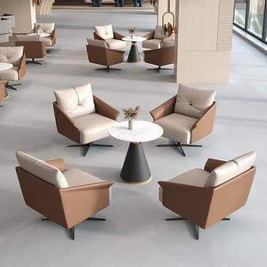 Juego de Mesa de Recepción para Oficina con Silla de Estilo Minimalista Italiano, Mesa de Reuniones de Diseño con Cuatro Sillas Giratorias de Alta Densidad - Product Image 2