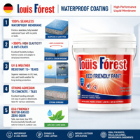 Meilleure Vente : Peinture Écologique Grise en Polyuréthane Imperméable et Élastique pour Réparation des Fuites, Applicateur Brosse, pour Bassin à Poissons, Sous-sol, Mur Extérieur