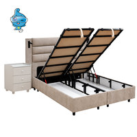 Harga Pabrik Langsung OEM ZERO Rangka Tempat Tidur Kayu Solid Modular Eropa yang Dapat Disesuaikan dengan Lampu Malam dan Garansi
