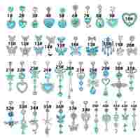 Prix d'usine – Piercing de nombril élégant pour femme en acier inoxydable bleu avec zircon cubique et motif papillon