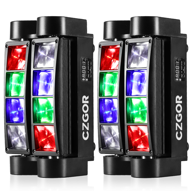 Mini RGBW Effect DJ LED Beam Moving Head Disco Lighting 8-Eyes Pixel Spider Fixture for Hotel Stage Parties