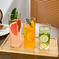 Koffieshop Transparante Highball Glas Koffiebeker Rechte Vierkante Sap Fruit Thee Latte Collins Koud Drankje Glas voor Thuis Café Gebruik