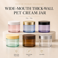 Pot en PET à paroi épaisse PCR Eco 30g/50g, finition givrée minimaliste, pour produits de beauté, marque privée et pot en plastique personnalisé de 50g