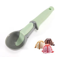 Cuillère à boules de fruits durable pour la cuisine, cuillère à glace en plastique avec poignée TPR antiadhésive à déclenchement rapide