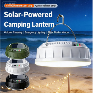 Lampe de tente solaire à LED avec guirlandes lumineuses colorées intégrées, lanterne de camping rechargeable RGB - Product Image 5