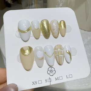 Faux ongles à presser faits main, violet <span class=keywords><strong>pastel</strong></span> rose, forme amande, avec strass argentés scintillants, très demandés, fournisseur de manucure élégante - Product Image 6