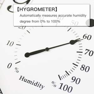 שעון קיר מתכת 18.5 אינץ' עם מדחום ומד לחות, תחנת מזג אוויר גדולה לפנים ולחוץ, שעון דקורטיבי לגינה ופטיו - Product Image 4