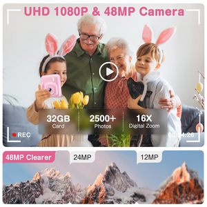 Appareil photo numérique de poche pour enfants Sonida Mini, Full HD 1080p, double objectif CMOS, 48MP, lampe torche LED, impression instantanée, zoom 16X, jusqu'à 128 Go - Product Image 6