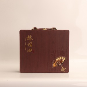 Wooden <b>Gift</b> <b>Box</b> Cordyceps Sinensis Guilin Oil Tea <b>Cake</b> Customizable Handmade Gold Stamp Rectangle Wenzhou Origin - Product Image 4