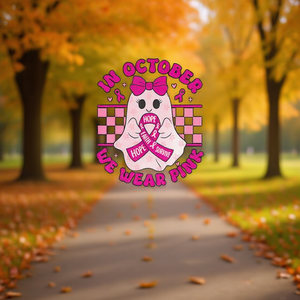 Camiseta de manga larga con diseño de fantasma espeluznante de Halloween, color rosa, para concienciación sobre el cáncer de mama - Product Image 3