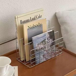 Étagère à livres en métal de style nordique, organisateur de bureau à 3 niveaux pour le rangement des livres et des documents, type simple, forme rectangulaire - Product Image 1