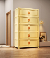 Armoire de rangement pliable moderne, organisateur multi-niveaux avec portes pour chambre à coucher