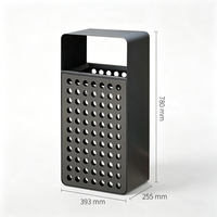 Poubelle de recyclage en métal noir de 32 L, écologique, pour l'intérieur et l'extérieur, poubelle publique à ouverture frontale pour hôtel, bureau