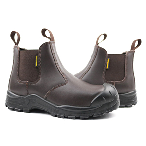 Bottes de sécurité <span class=keywords><strong>Chelsea</strong></span> en cuir véritable imperméables et antistatiques avec embout en acier marron - Product Image 6