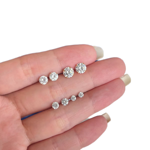 Steel <b>Silver</b> Plated Zircon <b>Stud</b> Earrings Hypoallergenic Multi-size Clear Shiny Engagement Wedding - Product Image 1