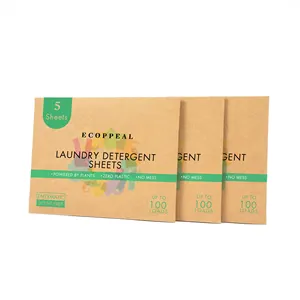 Biodegradable Powder Plastic Free Fresh Linen Scent Laundry Detergent Strips Sheets for Home From Travel