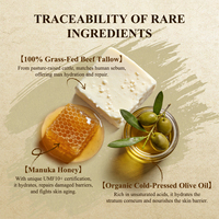 Crème hydratante fouettée au suif de bœuf 100% pur nourri à l'herbe, certifiée Halal, marque privée, fabrication OEM, avec miel et huile d'olive