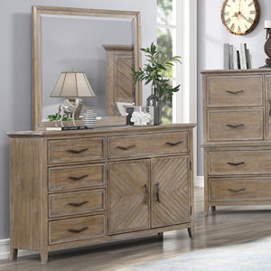 Juego de Muebles de Dormitorio Rústico Estilo Granja - Cama de Madera Maciza con Patrón Chevron - Product Image 2