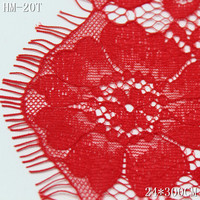 Tissu en dentelle Chantilly française de qualité supérieure, 24 cm, rouge, dentelle florale douce à cils pour vêtements de nuit de luxe, chemises de nuit et ensembles de pyjamas
