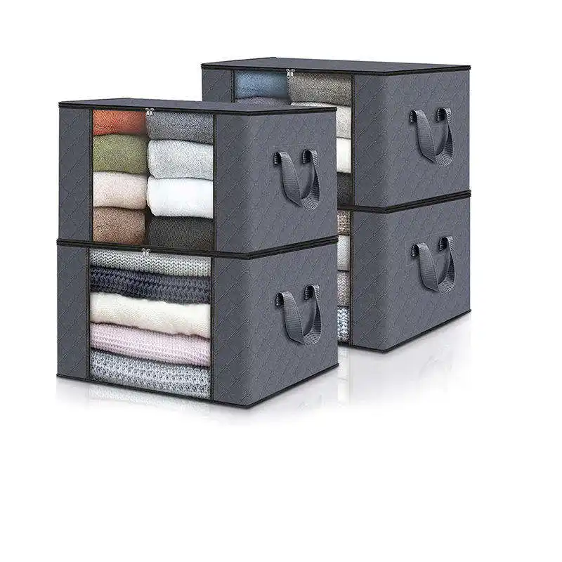 Household Large Capacity Clothes Storage Foldable Blanket Storage Bags For Organizing Bedroom Clothing With Lids