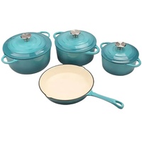 Juego de 8 Ollas de Hierro Fundido Esmaltado de Alta Calidad para Cocina y Restaurante