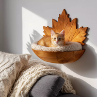 Nouvelle Arrivée Personnalisée : Lit pour Chat Mural en Forme de Feuille, Design Tendance en Bois Chaleureux, Nid pour Animaux de Compagnie Toutes Saisons pour Petits Animaux d'Intérieur