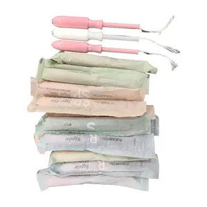 Tampons en coton biologique jetables avec applicateur en carton, tampons en coton biologique non parfumés en gros, super absorbants - Product Image 1