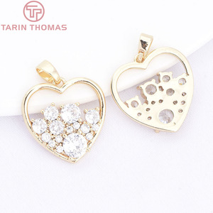 Colgantes en Forma de Corazón de Latón Chapado en Oro de 24K con Circonita, Accesorios de Alta Calidad para la Fabricación de Joyería DIY - Product Image 2