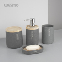 Ensemble de Salle de Bain d'Hôtel en Résine, 6 Pièces, Gris Élégant, Minimaliste, Accessoires de Décoration de Luxe