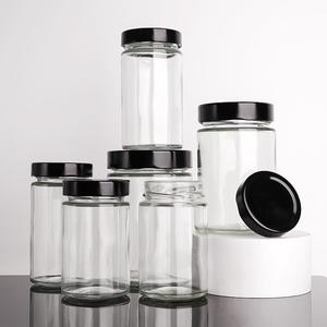Bán Buôn <span class=keywords><strong>100Ml</strong></span> 500Ml 730Ml 1000Ml 1L Vòng Thực Phẩm Lưu Trữ Đậu Phộng Bơ Ớt Nước Sốt Mật Ong Mứt Thủy Tinh Jar Với Màu Đen Kim Loại Nắp - Product Image 2
