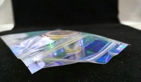 Sacs refermables holographiques à fermeture éclair, recyclables, pour emballage de lunettes, faible MOQ, emballage Mylar pour petites entreprises