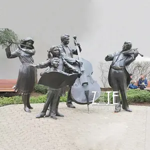 Escultura de Metal para Parque musical, equipo famoso de artesanía de jardín, personaje de banda, familia de bronce, músico