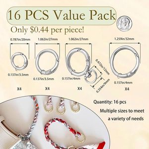 HOLAILS PCS Metal Spring O Ring Set Mixed Sizes Round Carabiner Keychain <b>Snap</b> <b>Hooks</b> For Key Rings Bags Dog Tags Buckle Paracord - Product Image 2