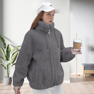 Manteau d'hiver épais et chaud en fourrure, grande taille, couleur unie, manches longues, fermeture éclair, deux poches, tendance - Product Image 4