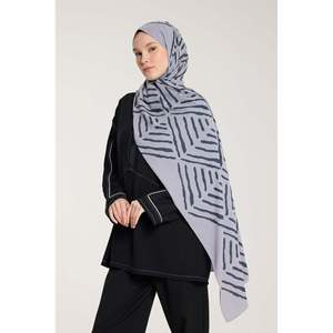 Pure Tone Shawl - V Pattern - <b>Silver</b> - Smoke - V Pattern - <b>Silver</b> - Smoke - Product Image 2