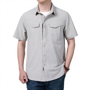Camisa de Pesca Personalizada de Alta Calidad con Protección Solar para Exteriores, Camisa de Pesca de Manga Corta con Botones y Múltiples Bolsillos para Hombre - Product Image 1