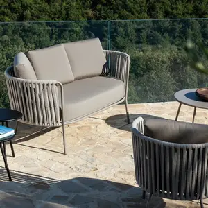 Simple Morden Aluminum Outdoor Sofa Set Waterproof Garden Woven Rope Sofa Set Hotel Patio Furniture Set Customized