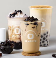LOKYO Gobelets à Jus Personnalisés en Gros avec Logo, Diamètre 90mm, en PP Transparent, Forme en U, pour Bubble Tea Boba, Gobelet en Plastique Jetable