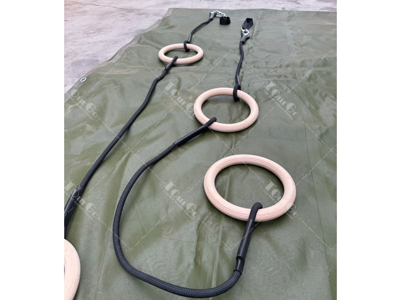 Wooden Hanging Ninja Rings - Durable Monkey Bar Accessories
