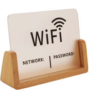 Support d'affichage WiFi en acrylique inscriptible, plaque d'avis sur le réseau WiFi et le mot de passe avec support en bois pour restaurant et bureau