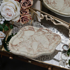 ถาดตกแต่งหินอ่อนหรูหราสไตล์นอร์ดิก รูปทรงเมฆ แกะสลักขัดเงาเรียบเนียน สีชมพูบัลแกเรีย สำหรับวางบนเคาน์เตอร์ - Product Image 4