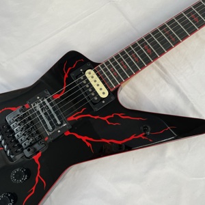 Ánh Sáng Màu Đỏ Guitar Tùy Chỉnh Guitar Điện 6 Dây Nhanh Chóng Tàu Trong Kho Màu Đen Washbu. N - Product Image 4